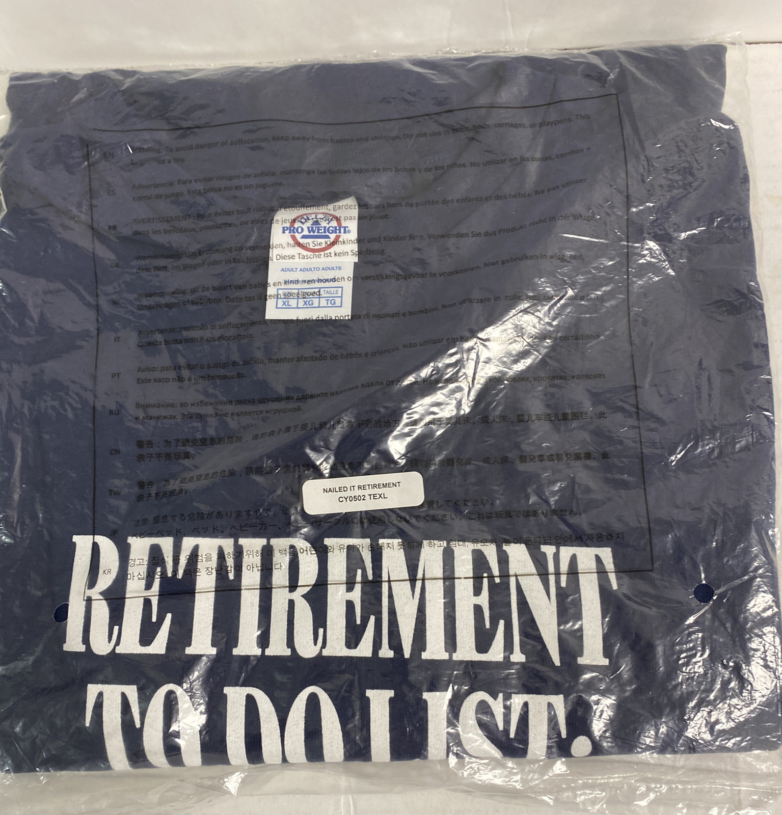 Retirement To Do List Tee Shirt Wake Up & Nailed It Size XL Delta Pro Weight New