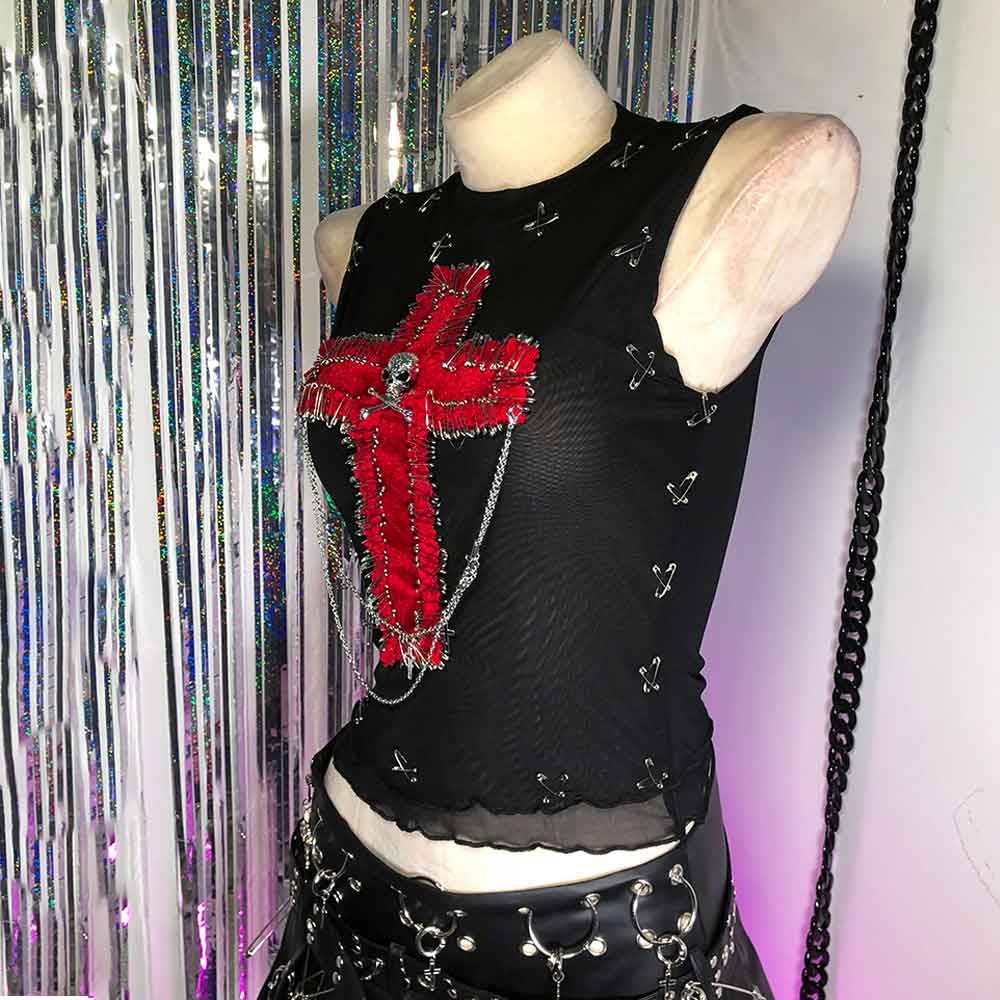 Goth Tops Punk Mini Rock Clothes Grunge Gothic Tank Emo Clothing Y2K Chic D3