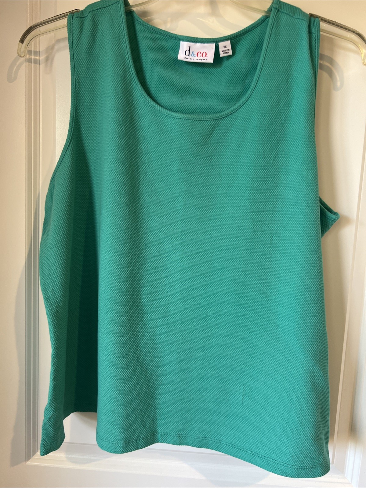 Denim & Co Women Jade Green Scoop Neck Tank Top Size 2X Plus