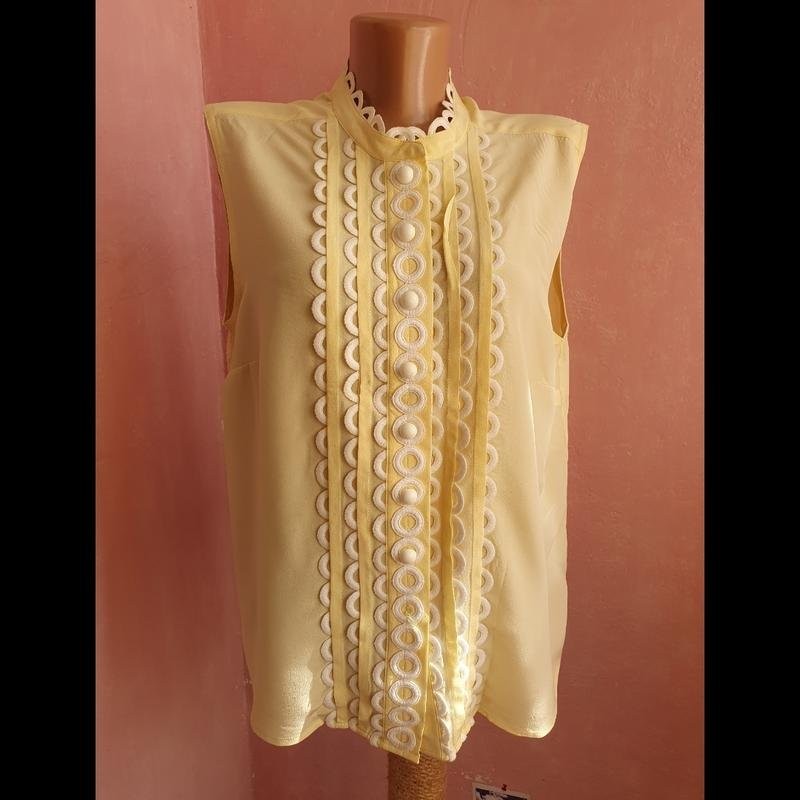 Women American Vintage Shirt Yellow Silk 40 / L /