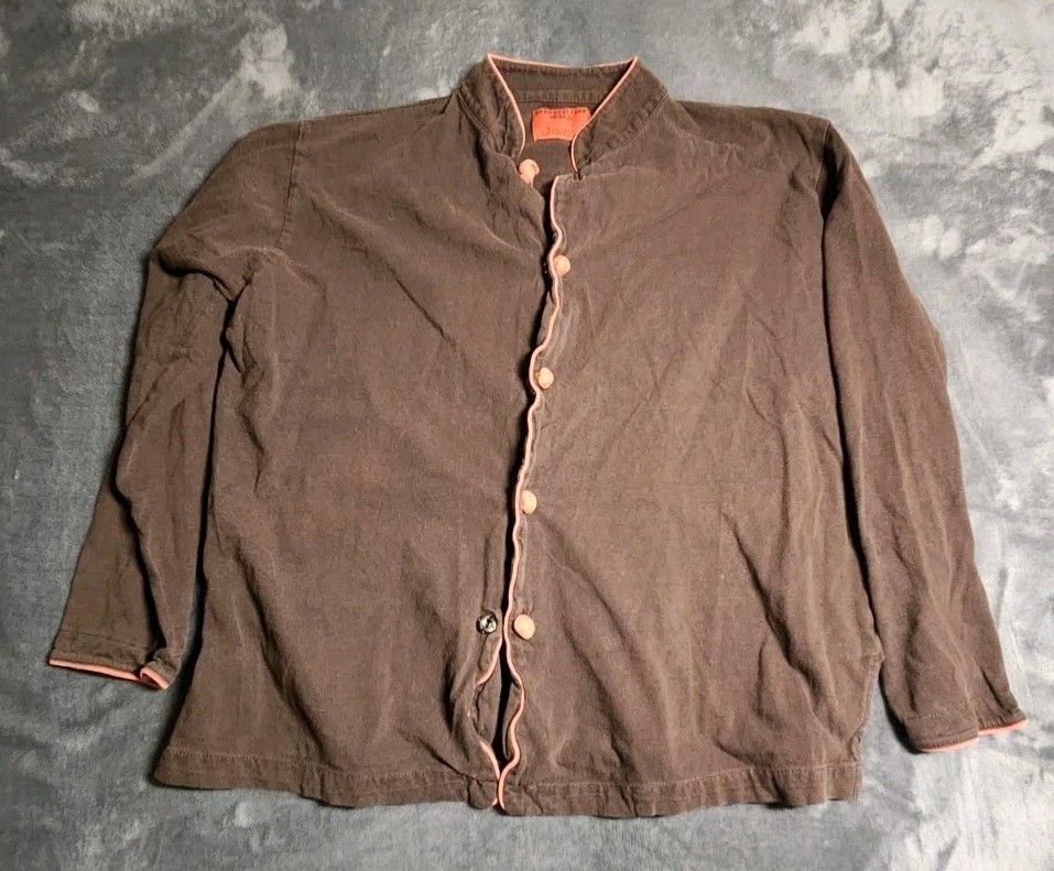 Shanghai Tang Cathay Pacific Shirt Womens Small Brown Snaps