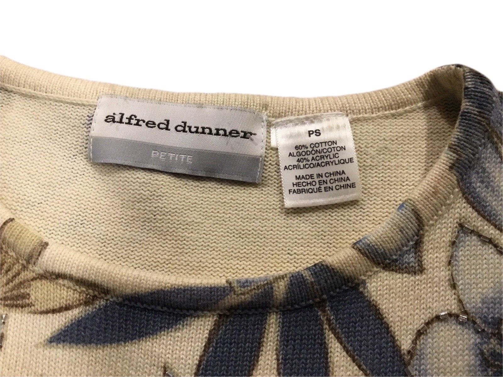 Alfred Dunner Sz PS All Seasons Sweater Beaded Enhanced Fauna Easy Care