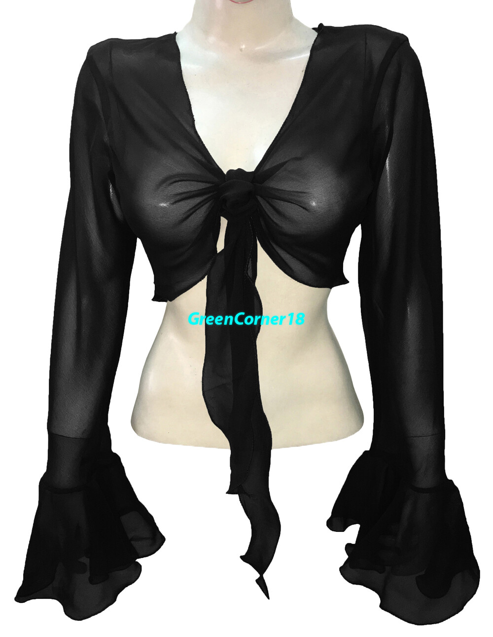 Chiffon Tie Top Belly Dance Flair Wrap Choli Gypsy Haut Orientale Blouse Ruffle