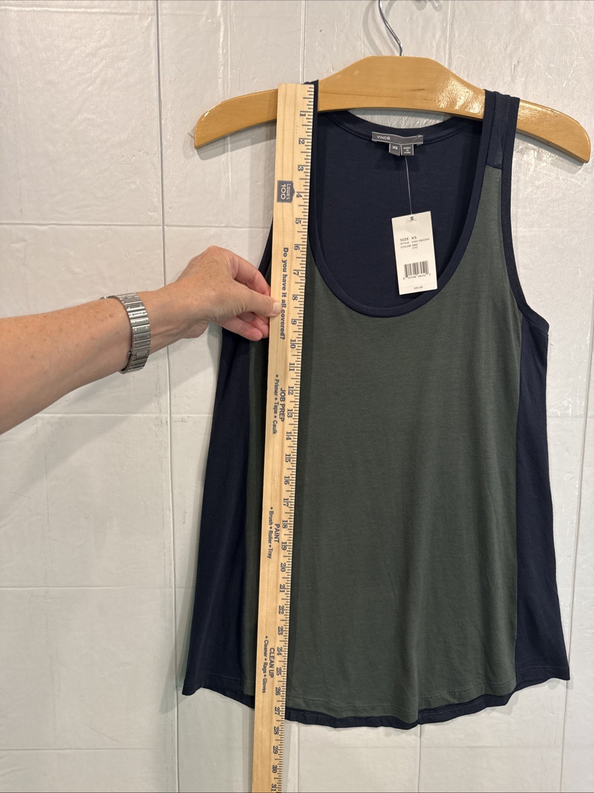 Vince NWT Luxury Pima Cotton Modal Blend Racerback Green Blue Sz XS Fits S $95