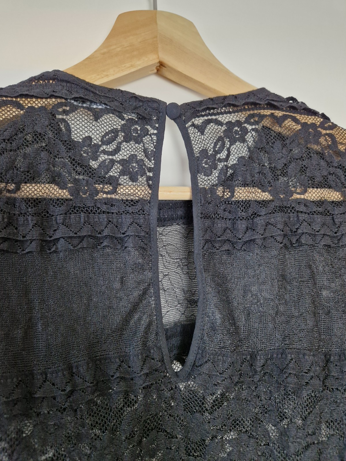Black Lace Ruffle Shoulder Gothic Boho Blouse Zara Woman Sheer Top 8 Romantic