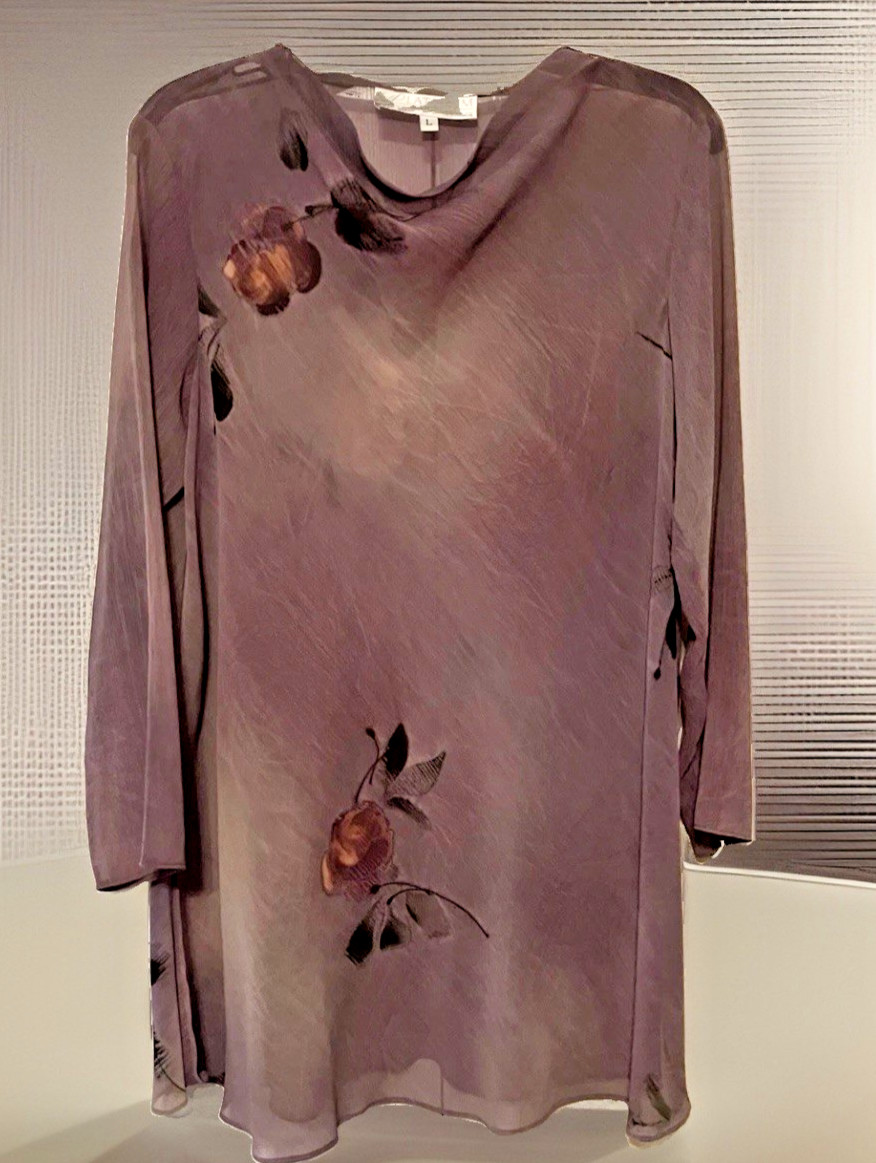 Dorothy Schoelen Large Platinum Citron Blouse Sheer Classy Art To Wear Sheer EUC