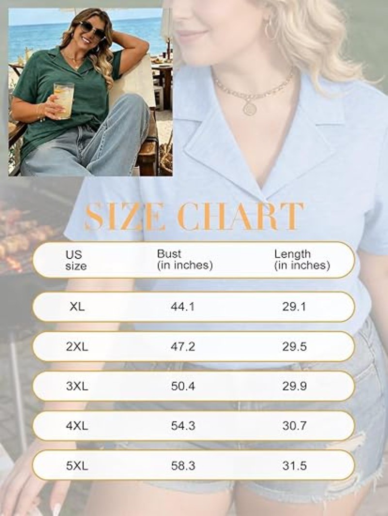 V-neck Casual Polo Minimalist Women’s Summer Short Sleeves Breathable Top XL-5XL