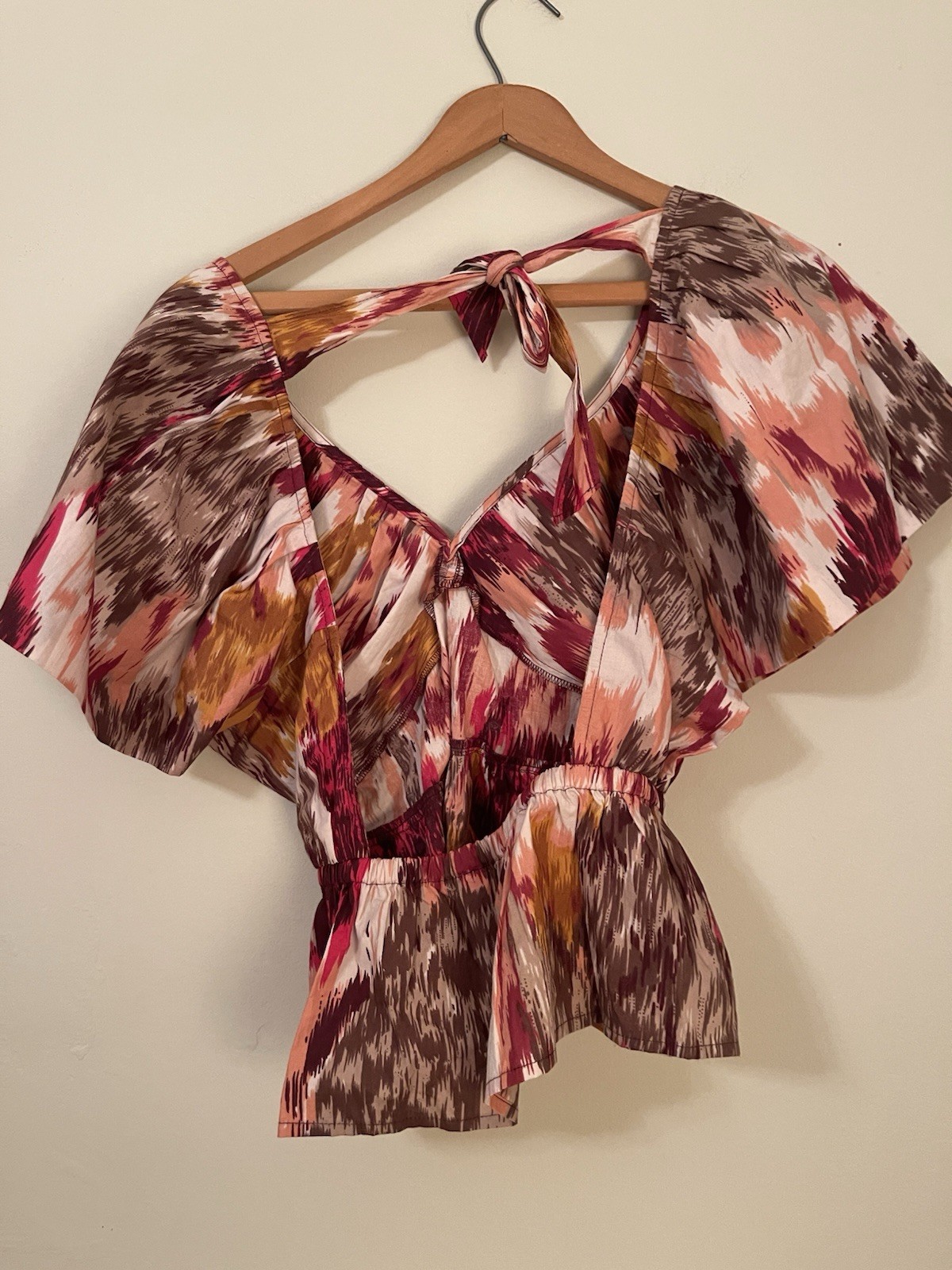 Anthropologie Painterly Open-Back Blouse Top Love The Label XS