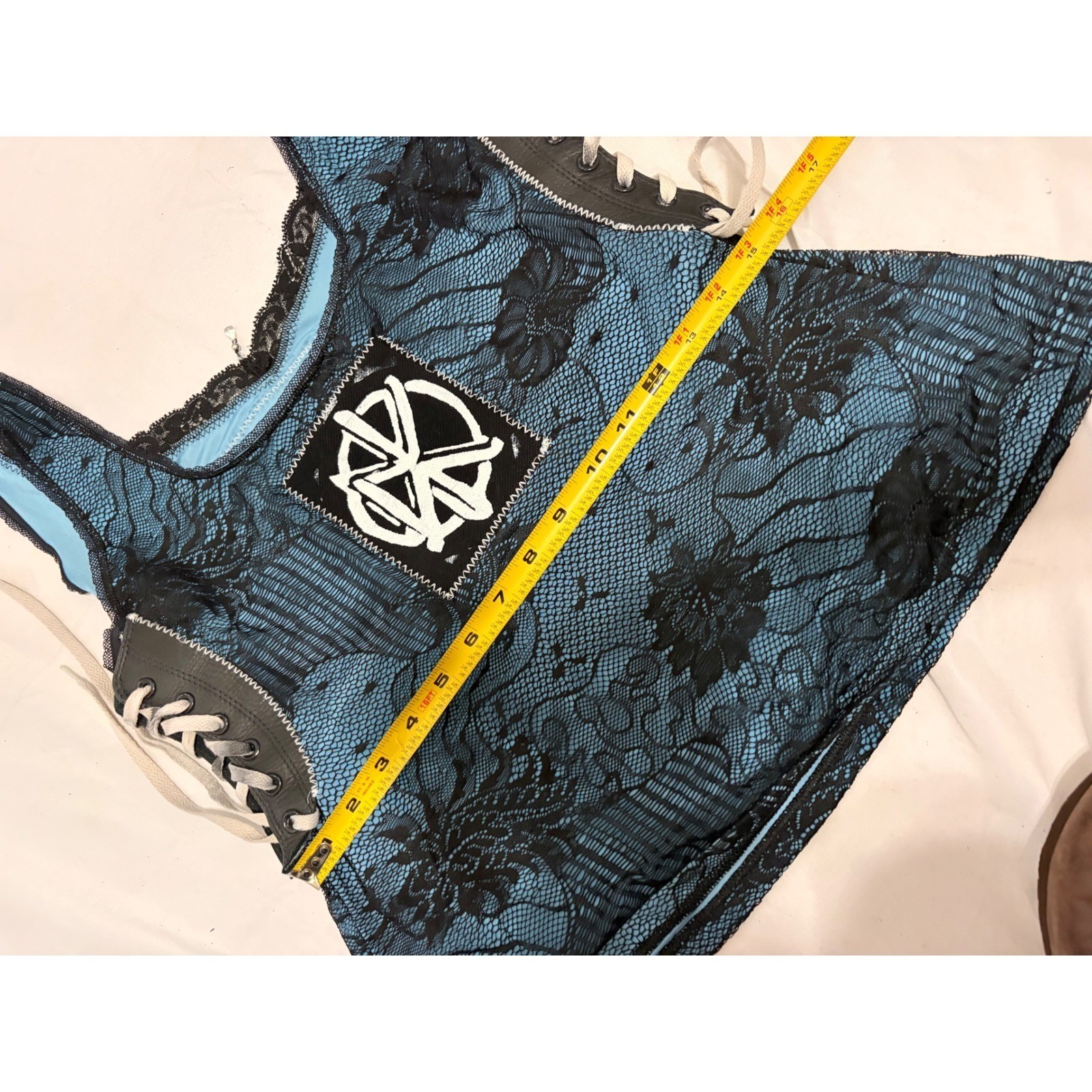 Dead Kennedys Custom Black and teal tank top with lace and grunge detailing
