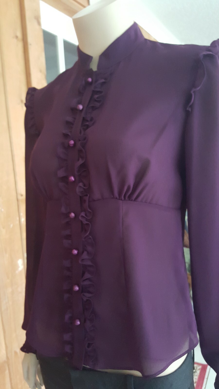 FORWEAR NY High Collar Ruffled Chiffon Blouse Sz S price tags$ 82each~GORGEOUS!