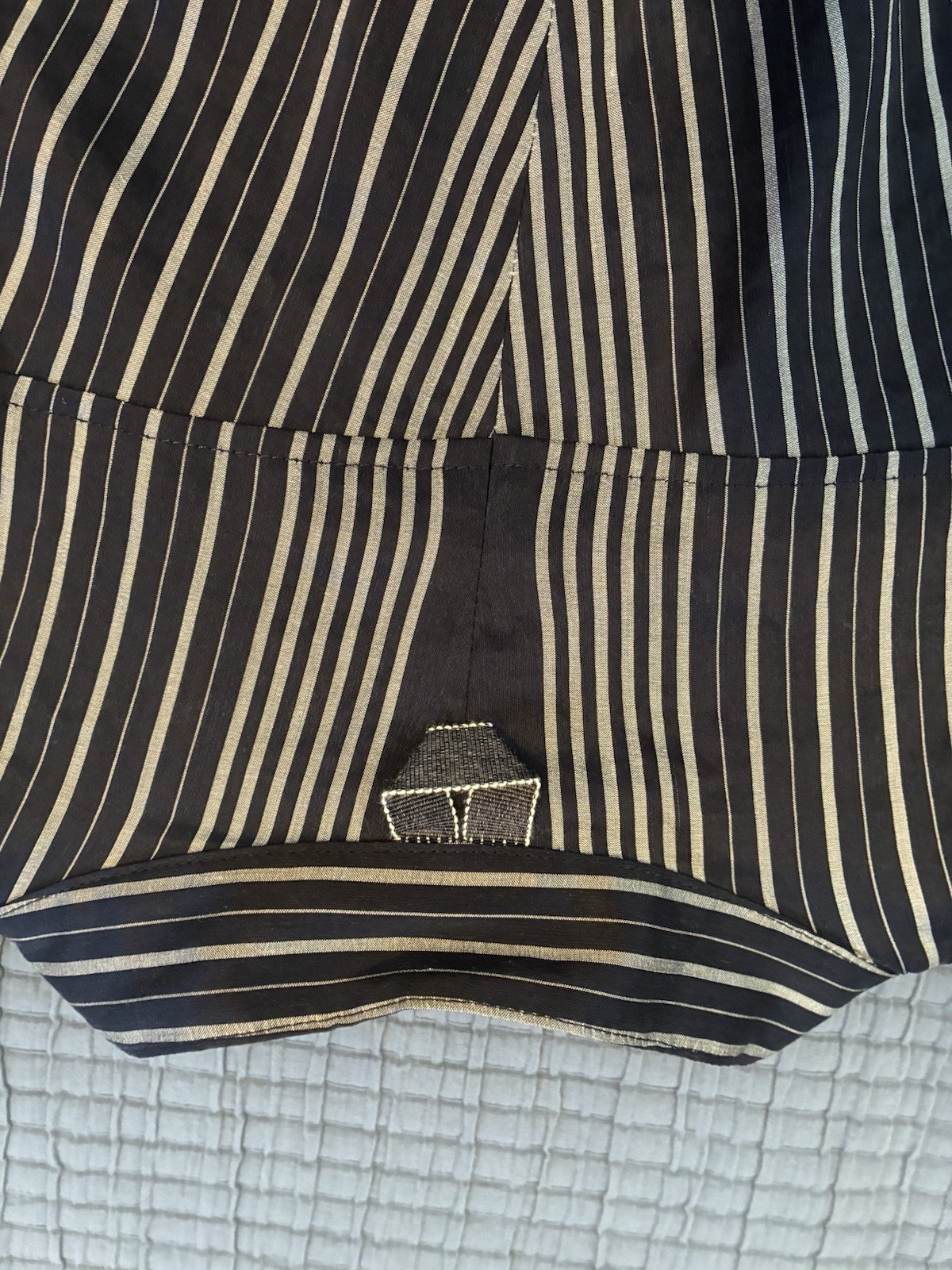 Zero Maria Cornell Shirt 4 Stripes Silver Navy Linen Silk Elastane
