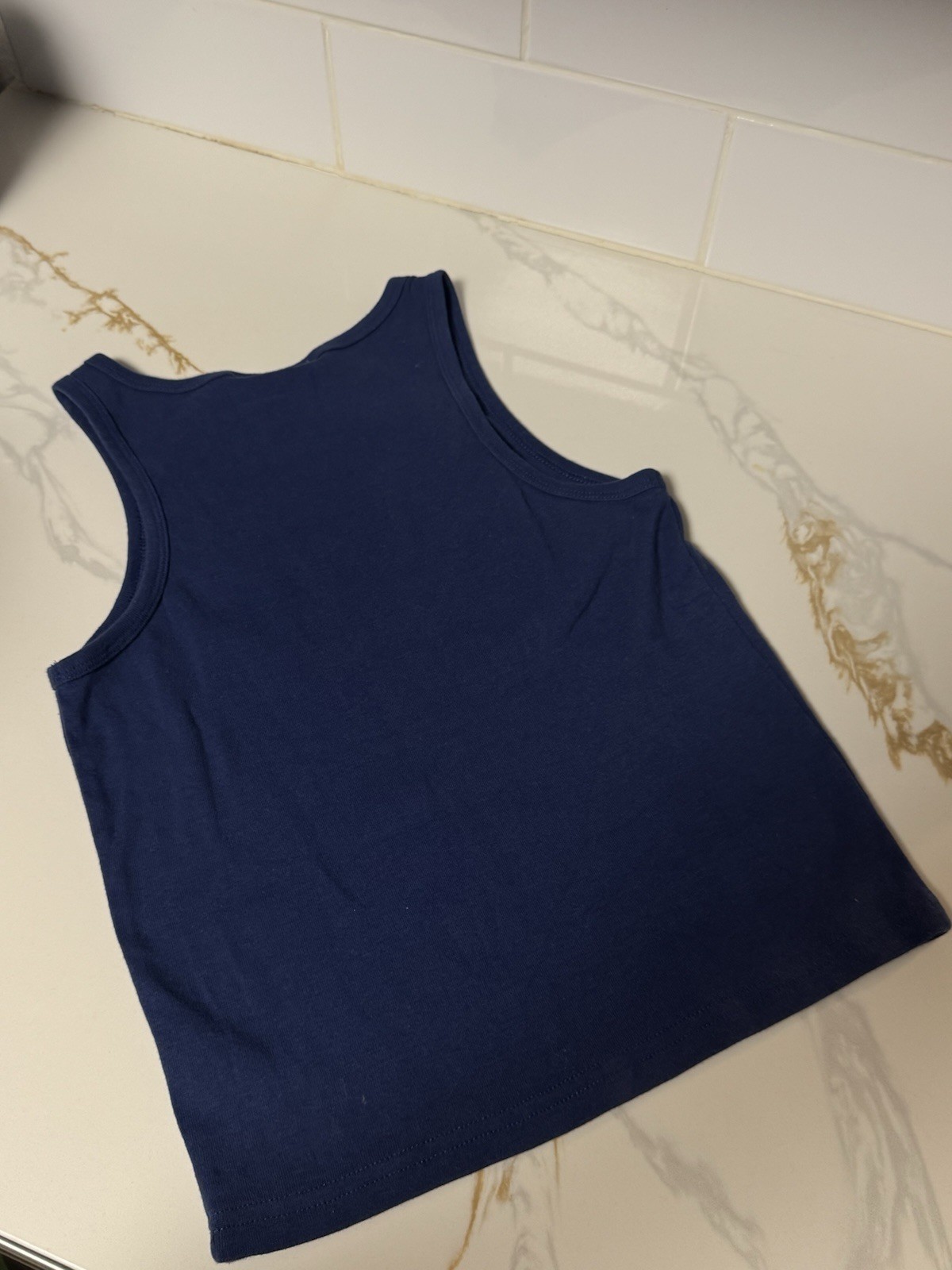 Modelo Navy Blue Cropped Sleeveless Cotton Jersey Tank Top Women’s Size M
