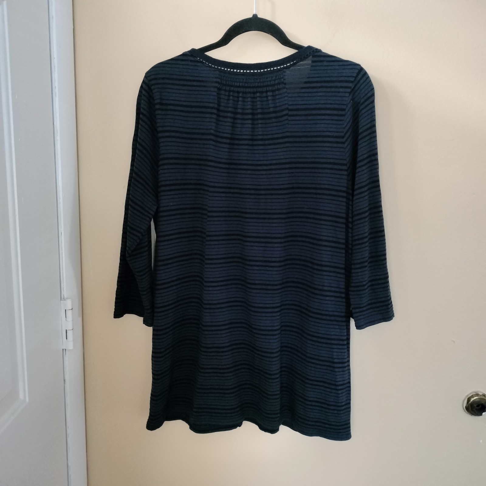 Lucky Brand 1X Cotton Blend Blue Stripe Embroidery Shirt Top Bohemian Western
