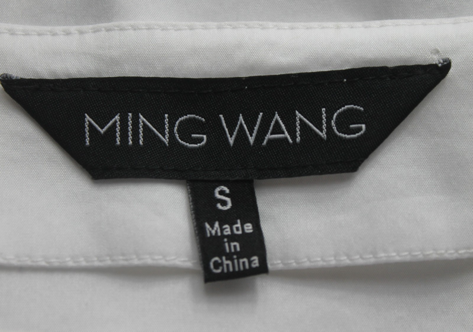 NWOT Ming Wang Women’s Whit Button Down Shirt Black Embroidery 3/4 Sleeve Size S