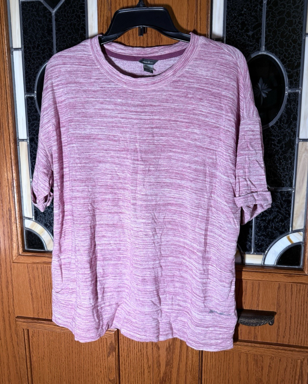 Eddie Bauer Pink Heathered Knit Crew Neck Short Sleeve T-Shirt Women’s M