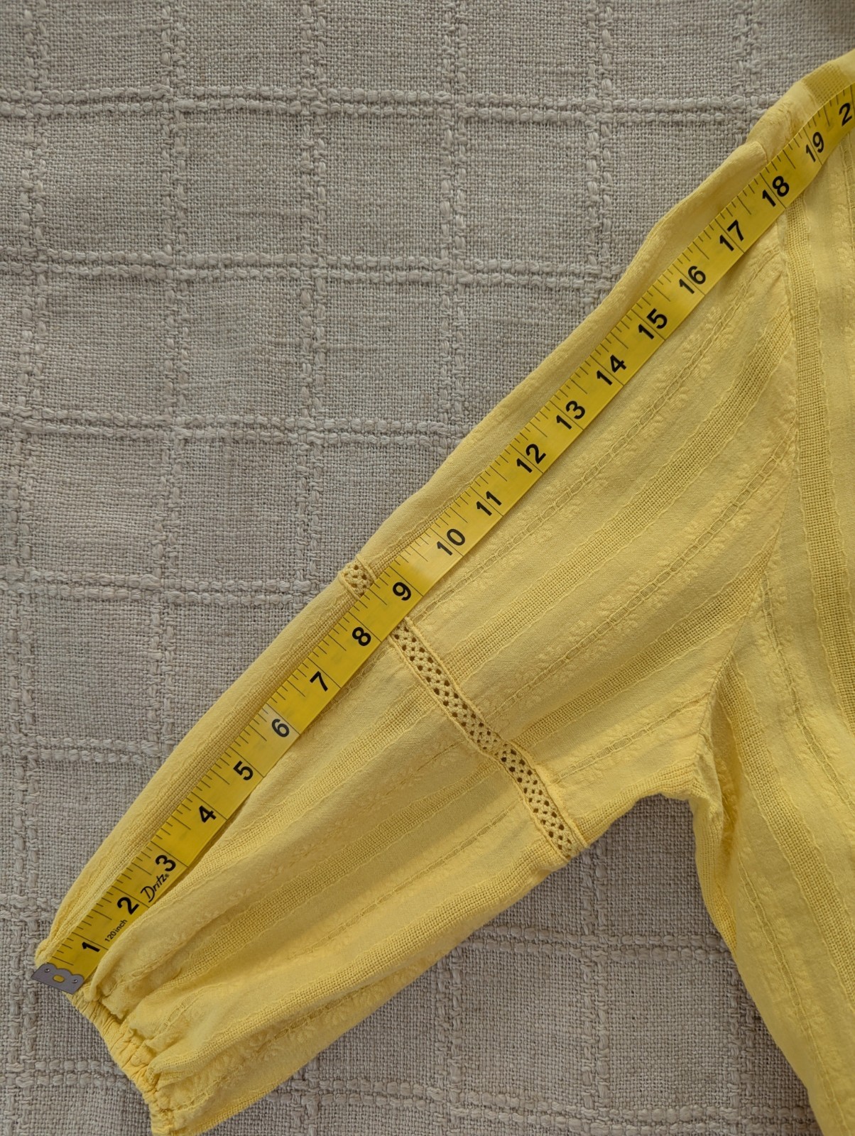 Ruby Rd Yellow Textured Cotton Peasant Blouse XL 100% Cotton Boho Relaxed