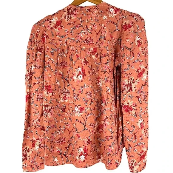 Isabel Marant Etoile Benson Printed Long Sleeve Top Pink Papaya sz 36/USA 4 /S