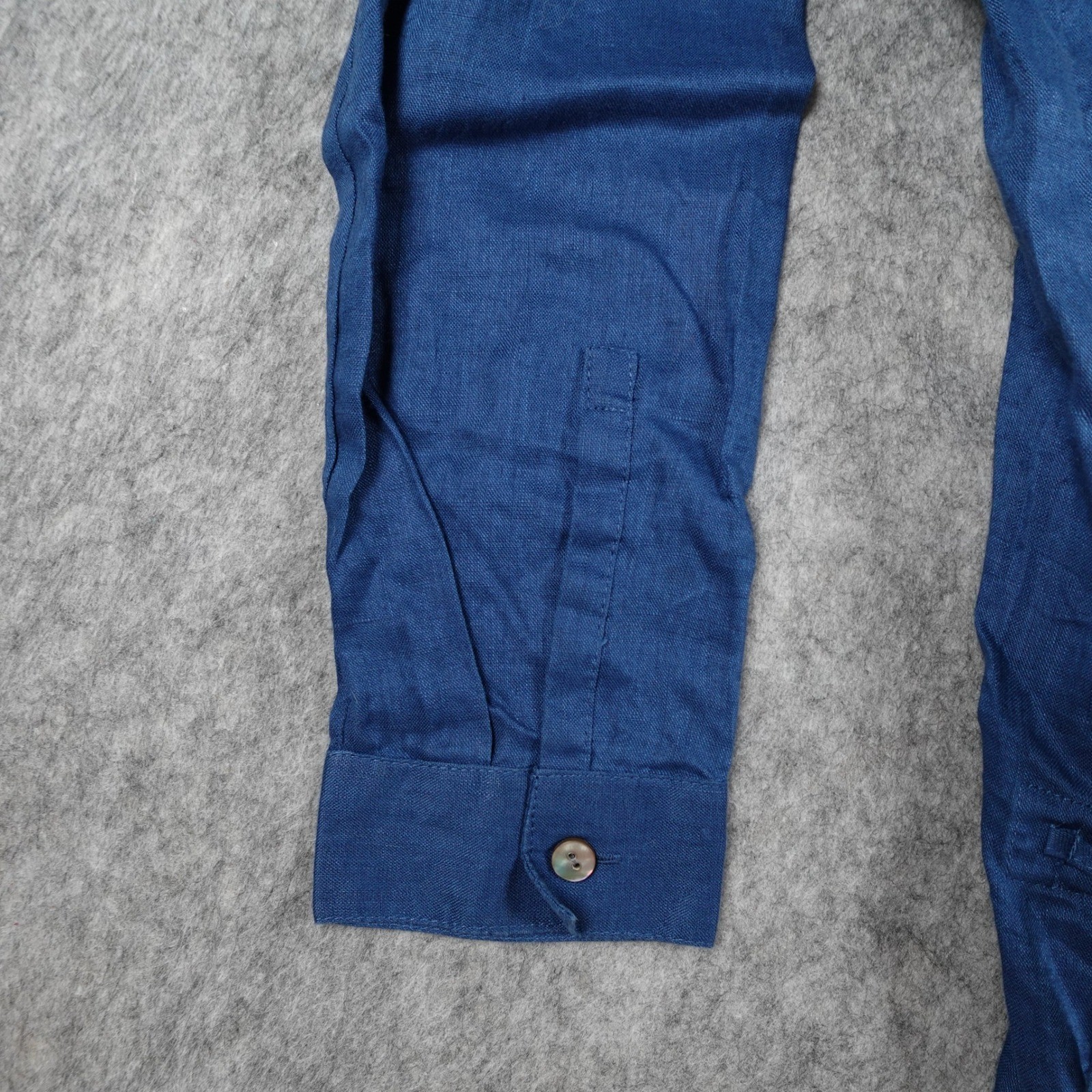 J Jill Top Womens Medium Petite Blue Love Linen Button Down Side Tie Lagenlook