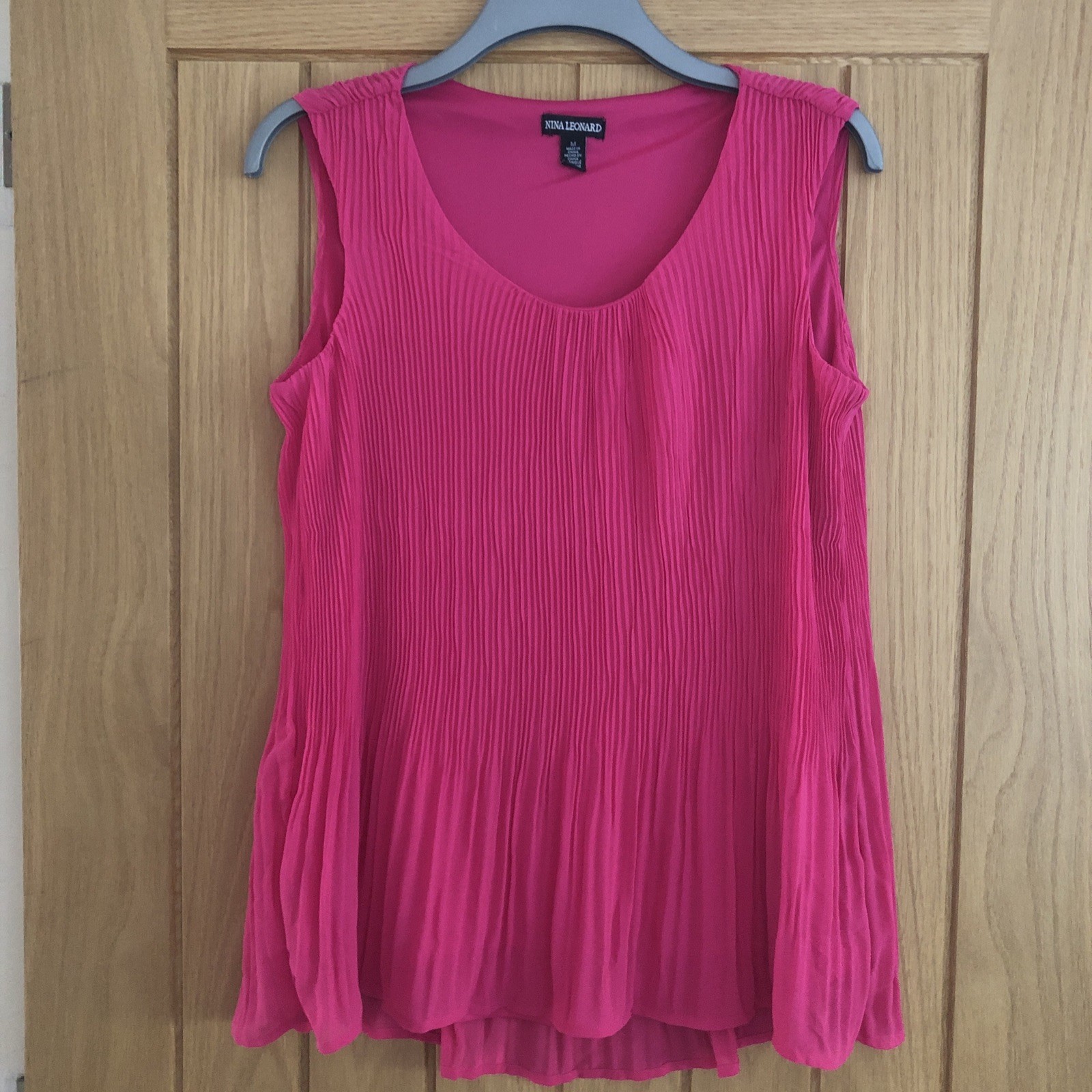 QVC Nina Leonard Sleeveless Release Pleat Chiffon Top • Size Medium • Pink