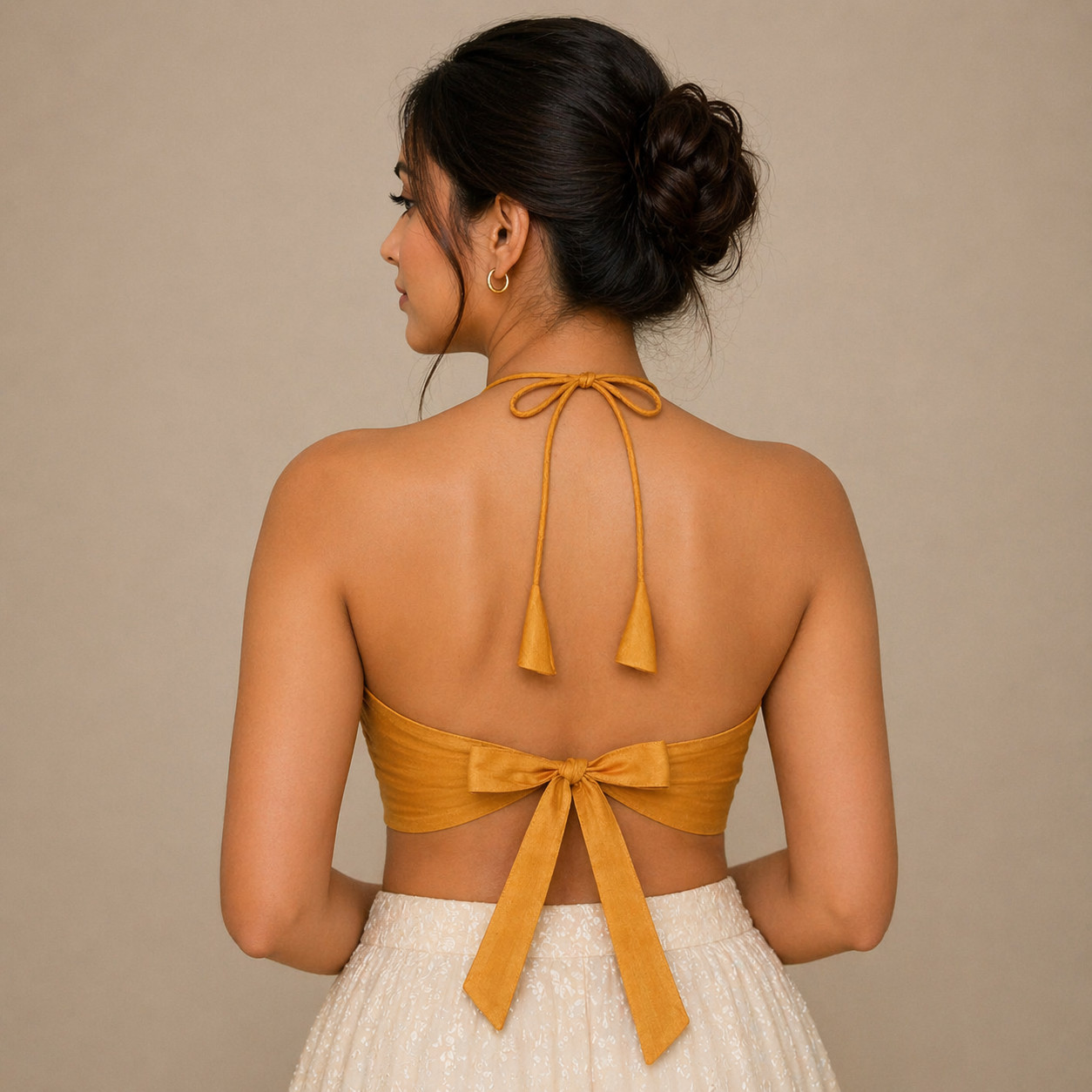Silk Tie-Up Designer Blouse for Women Sleeveless Padded Bridal & Party Wear
