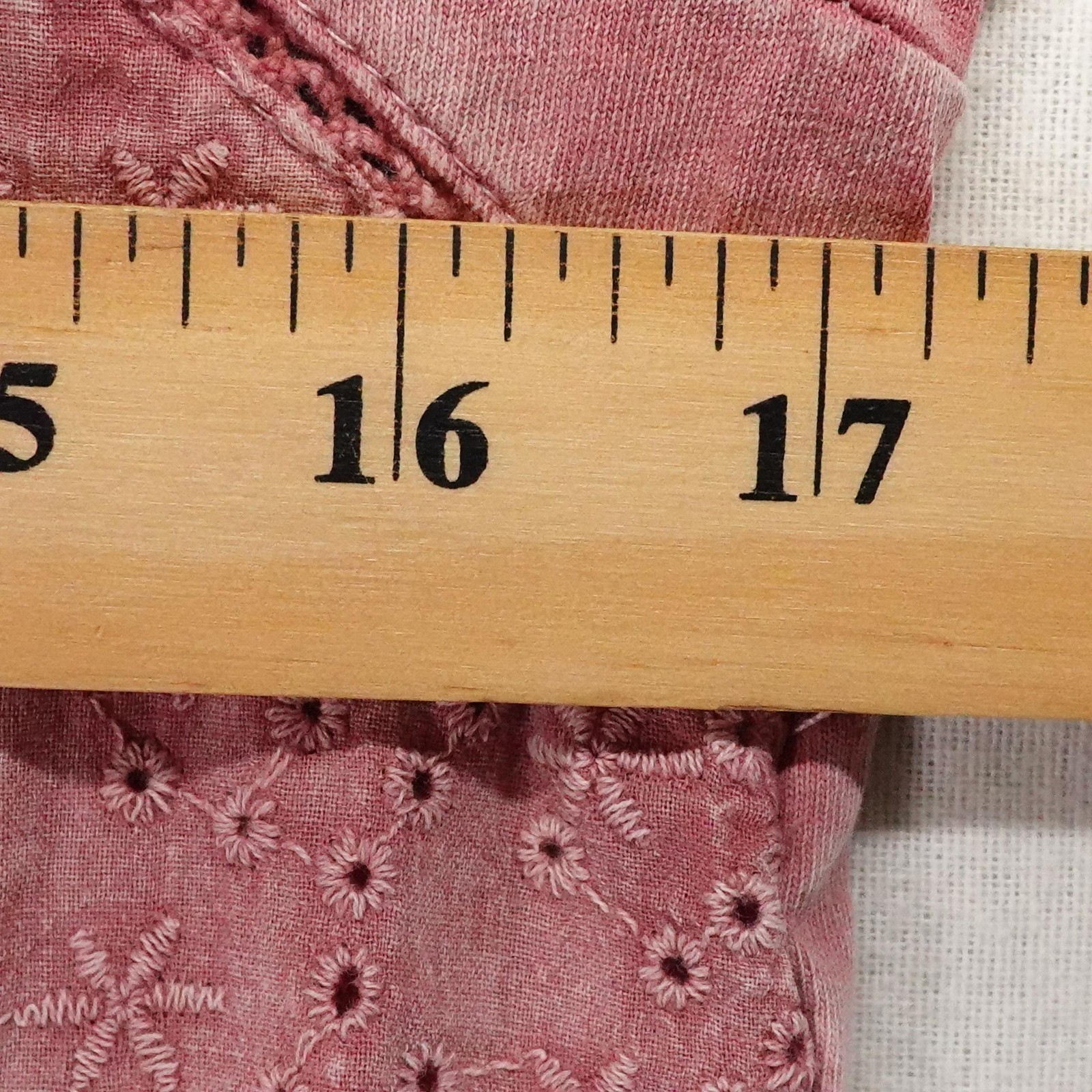 Easel Top Womens Small Pink Eyelet Embroidered Peplum Boho Cottage Smocked