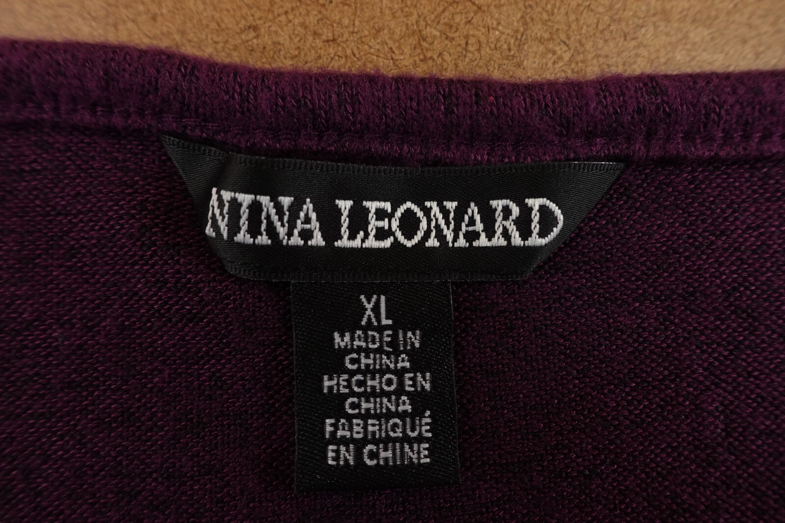 Nina Leonard Womens Size XL Plum Knit Sleeveless Scoop Neck Pullover Top New