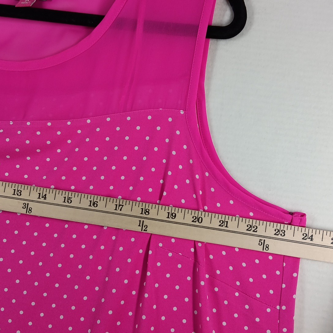 Vince Camuto Womens 2X Pink with White Polka-Dot cuello redondo Top Sleeveless