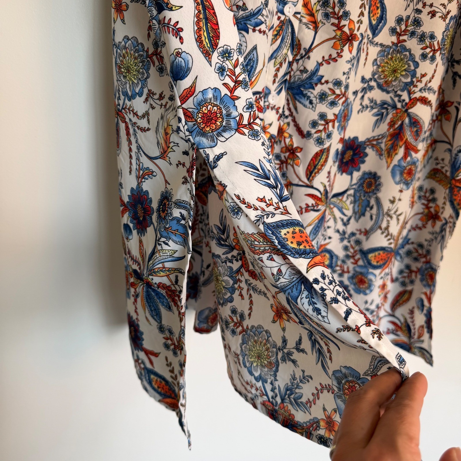 Molly Bracken Floral Button Down Blouse Womens 3X Boho Arty Tropical Top
