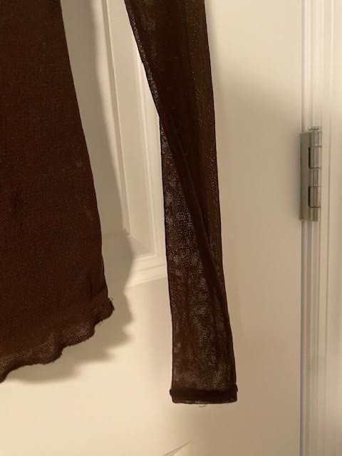 LILITH OF FRANCE long-sleeve MESH top/tee shirt + SASH BROWNS size MEDIUM