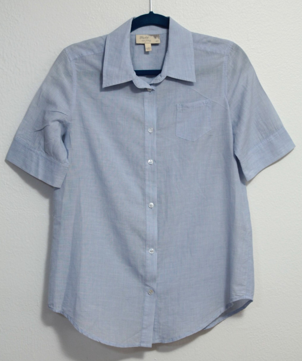 ELIZABETH AND JAMES Top/Blouse/Top Cotton/Linen Mix Short Sleeves Buttons Size M
