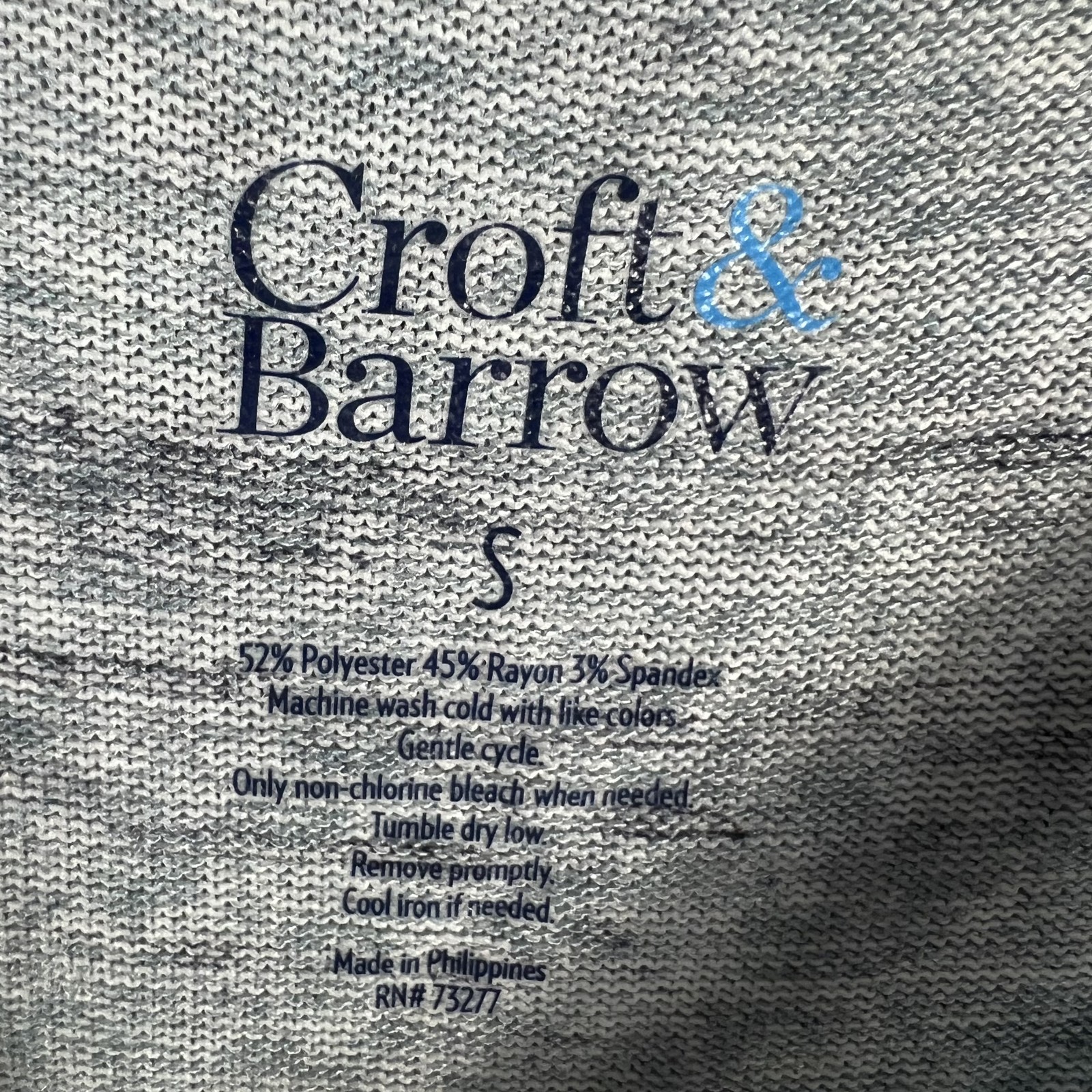 Croft & Barrow Women’s Small Gray Heather Tie Knot Hem Long Sleeve Top Blouse