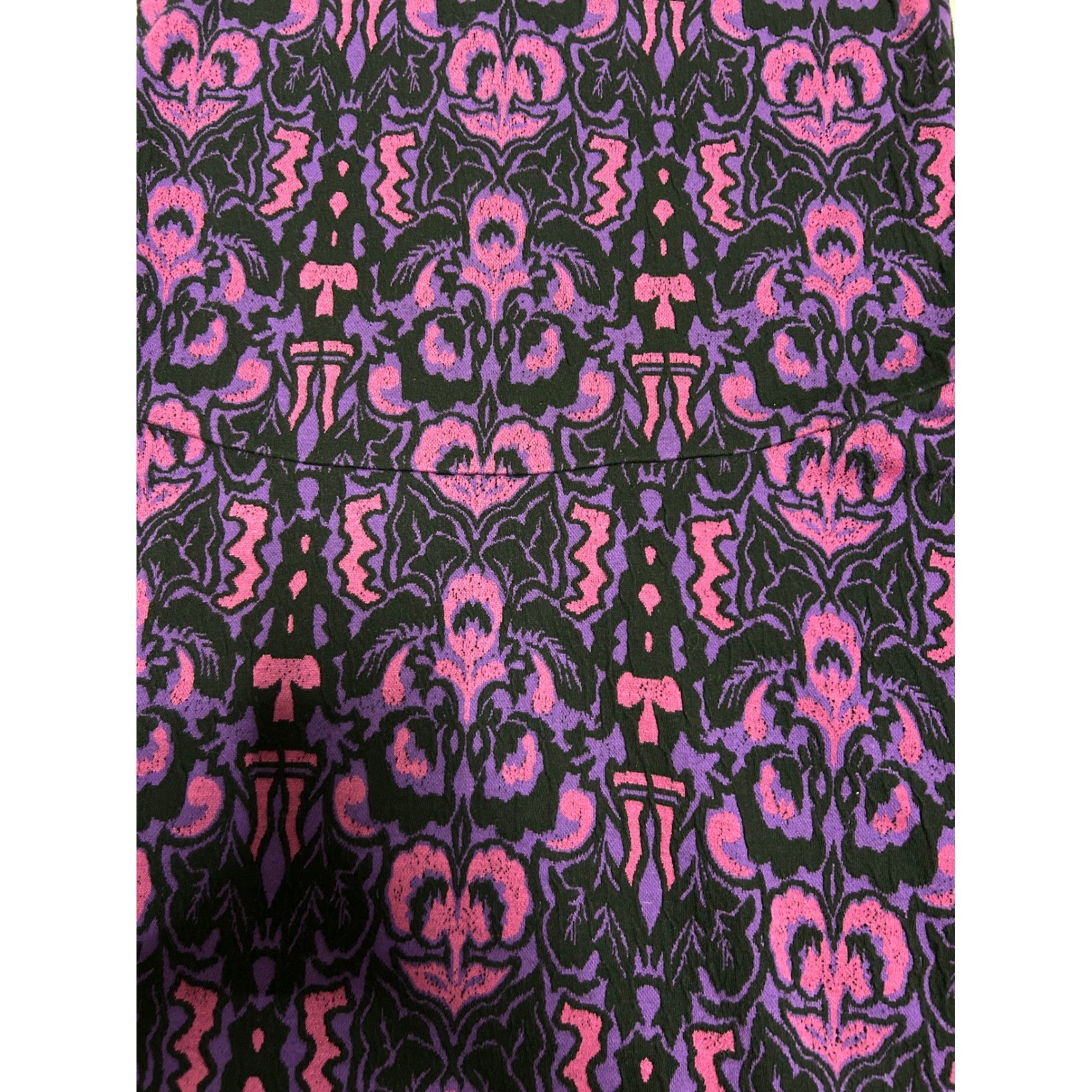 Free People Purple Pink Damask Ikat Mock Neck Drop Waist Tunic top mini dress XS