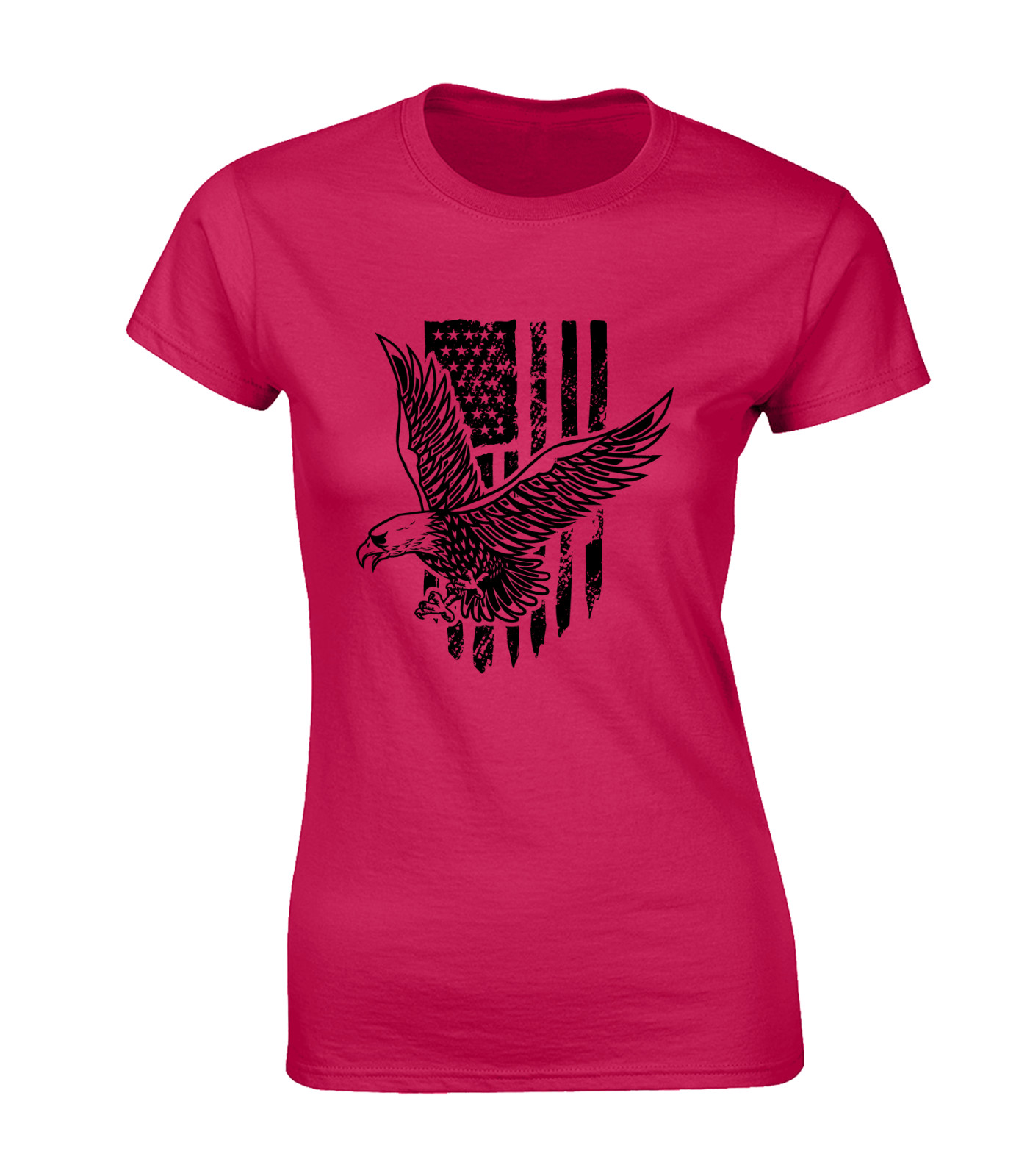BLACK EAGLE USA LADIES T SHIRT COOL AMERICAN EAGLE MILITARY ARMY DESIGN TOP