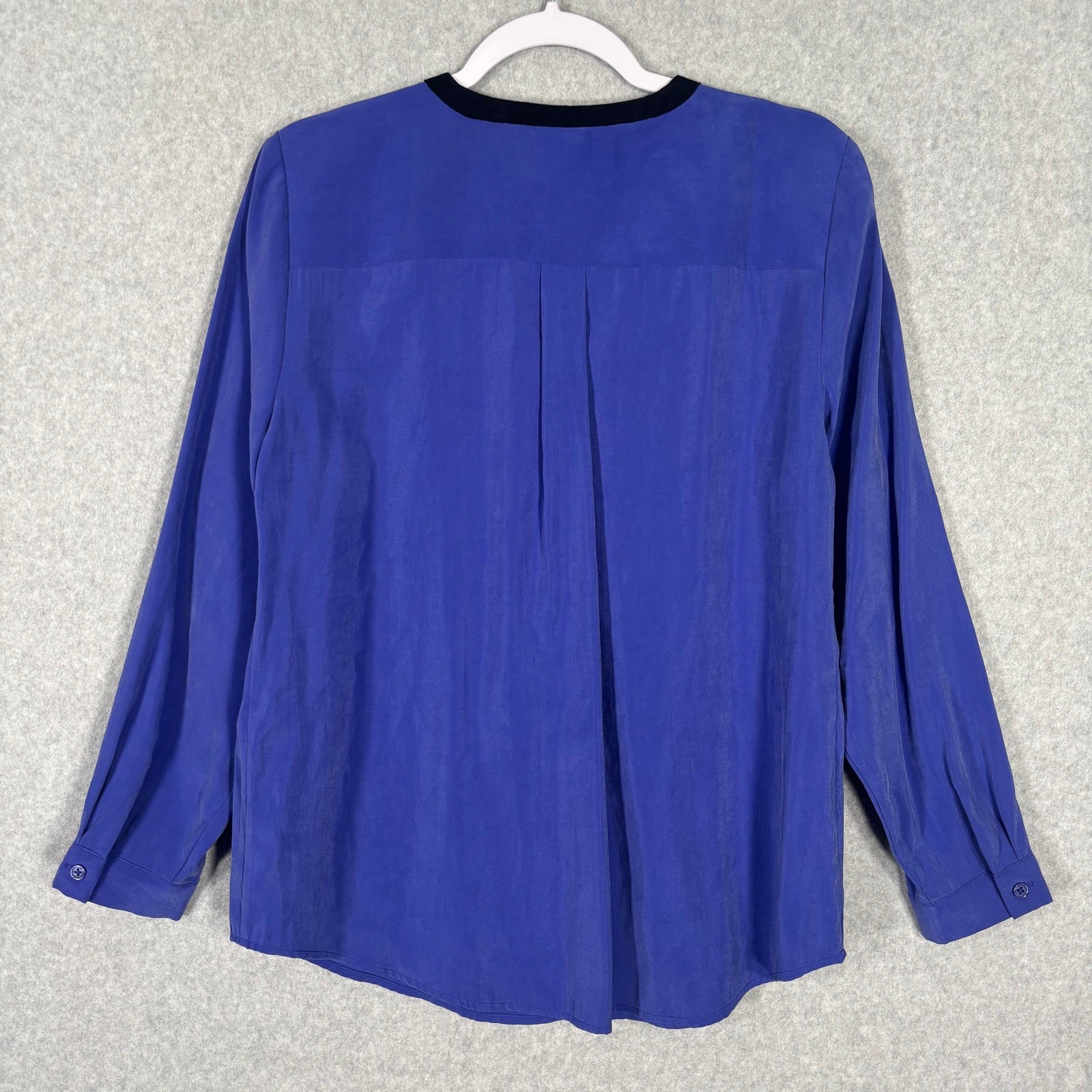 Chicos Velvet Trim Top Medium Purple Blue Silky Soft Modal Dressy Career Church