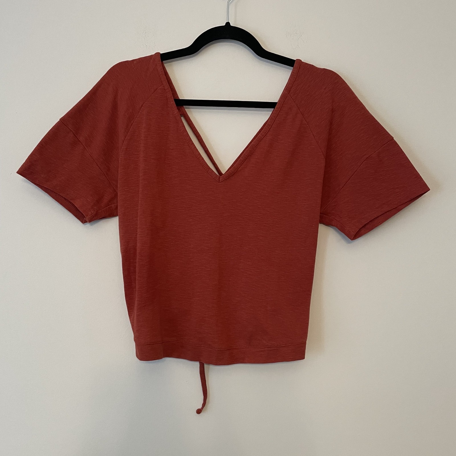 Banana Republic Lace Up Open Tie Back Top Rust Orange Size M Boho Casual Beach