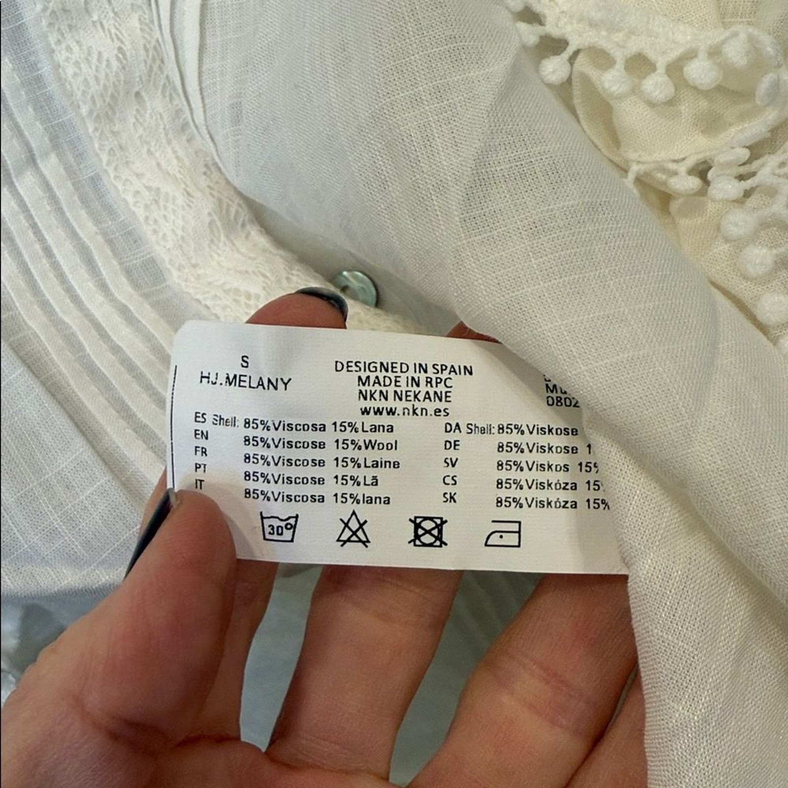 NWT NKN Nekane Ivory ruffle & lace blouse – small (oversized) – $125 MSRP