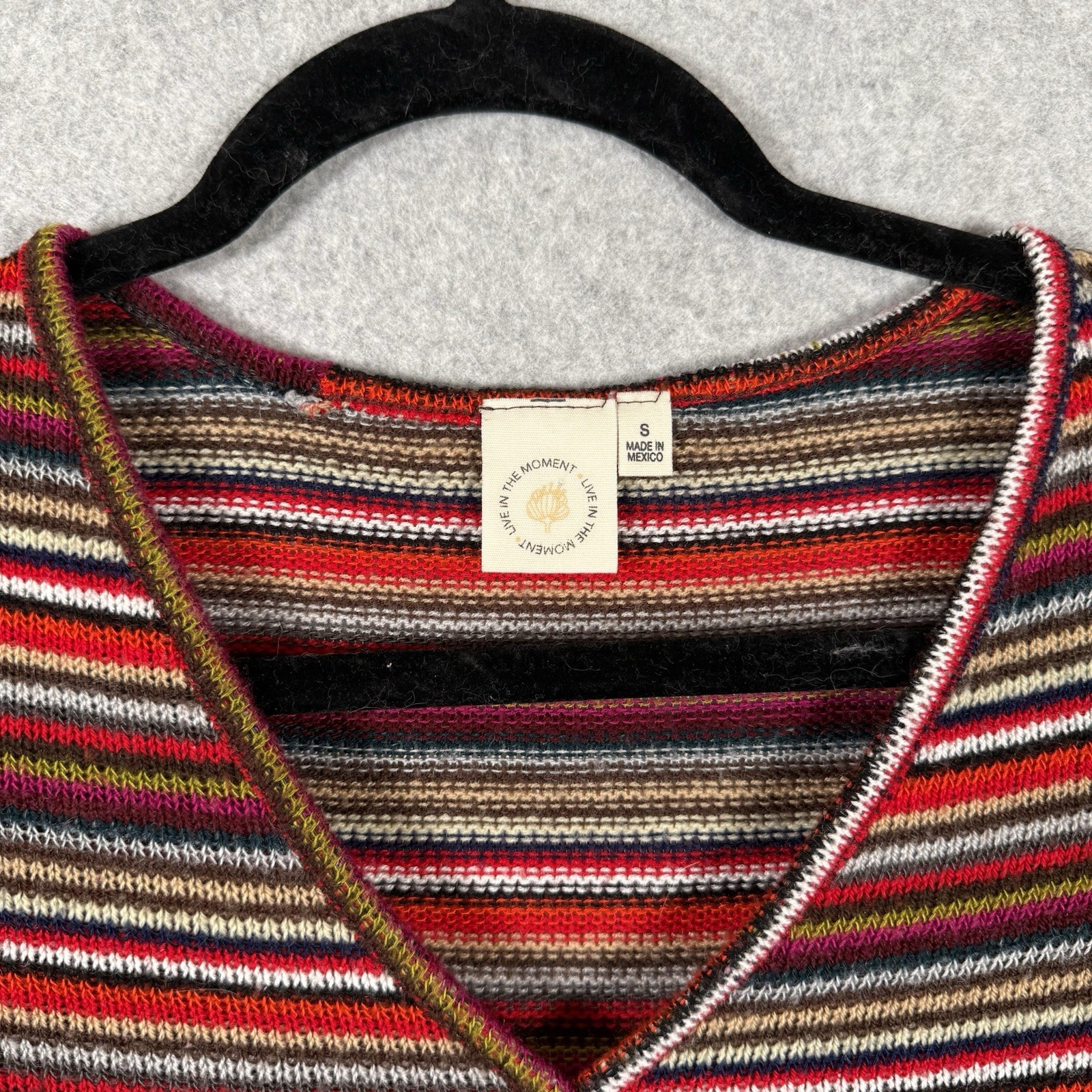 Live in the moment wrap top womens small long sleeve cropped striped shirt