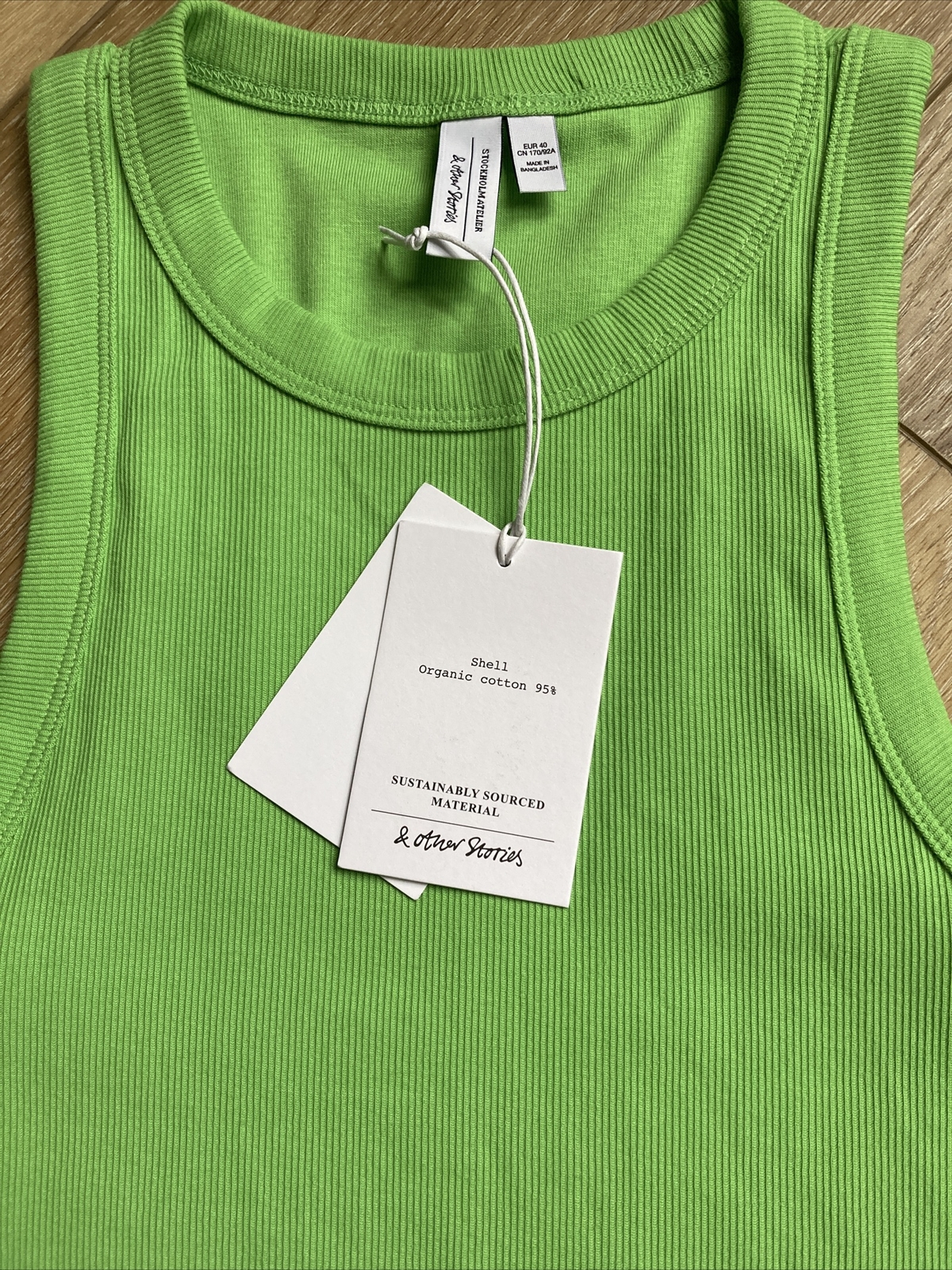 & Other Stories Green Cropped Tank Ribbed EUR 40 US M? SEE Measurements NWT