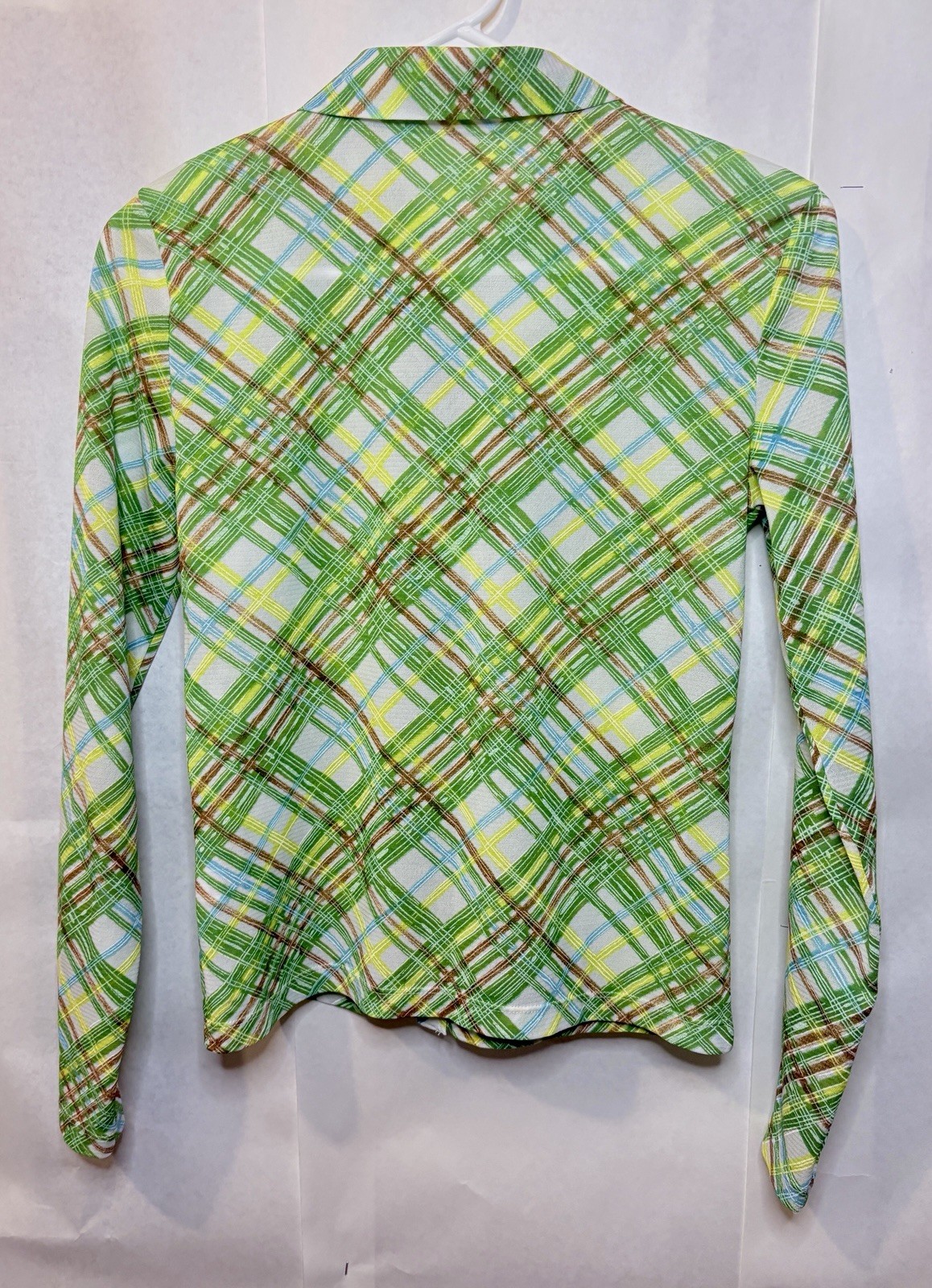 VTG Women’s Green Plaid Blouse Long Sleeve Button Top By Sisley Italy Size S/M