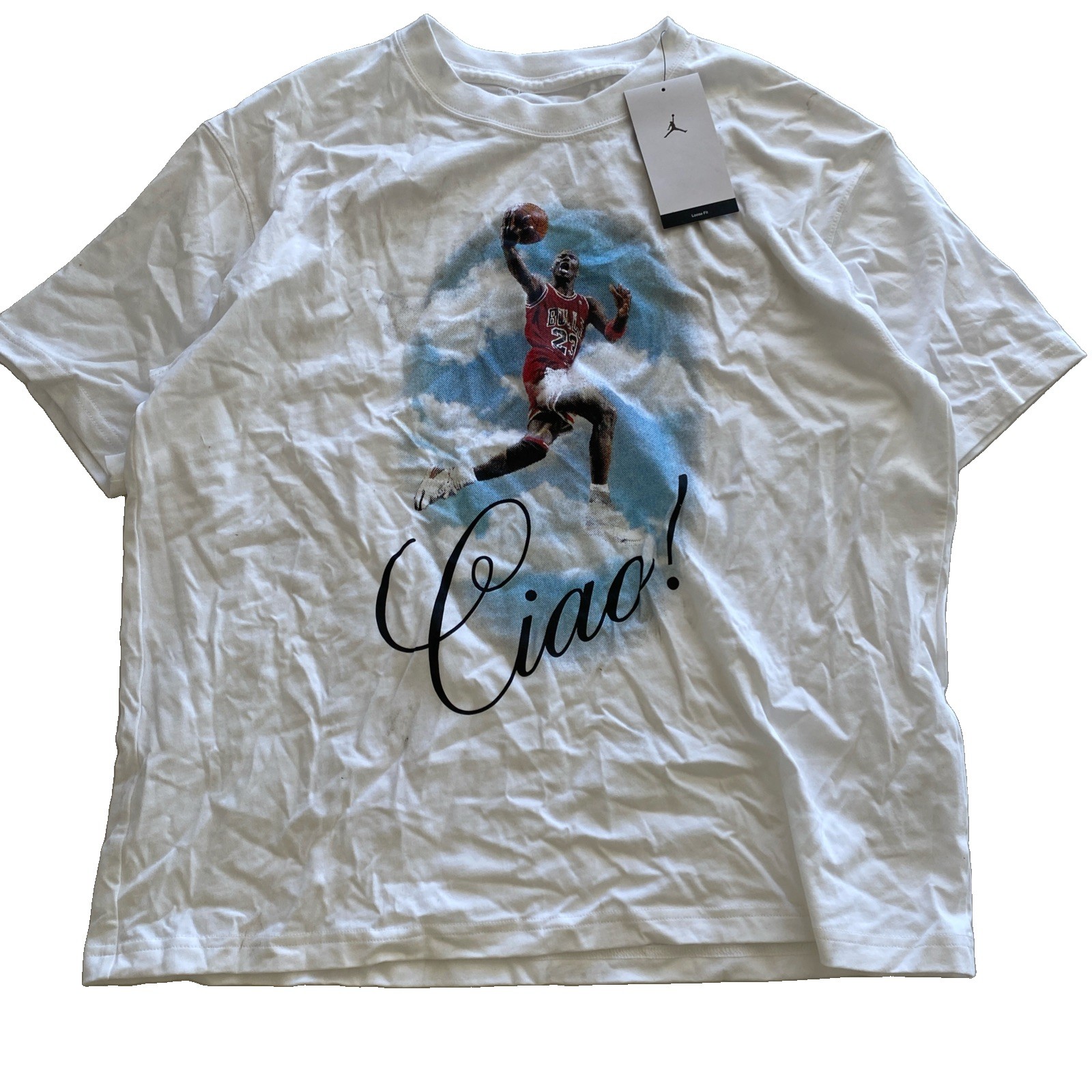 Air Jordan Women’s Flight Graphic Short Sleeve T-shirt White Size M Loose Fit