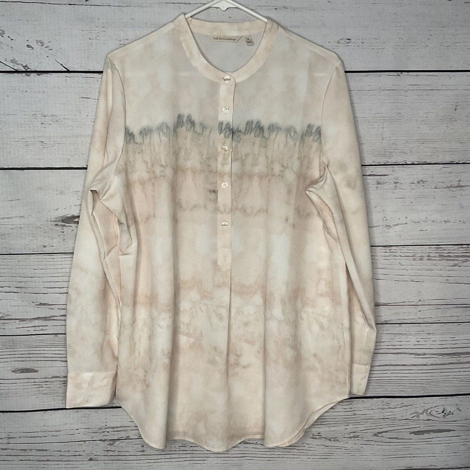 NWOT Soft Surroundings Watercolor Half Button Hanley Neck Blouse Women XL China