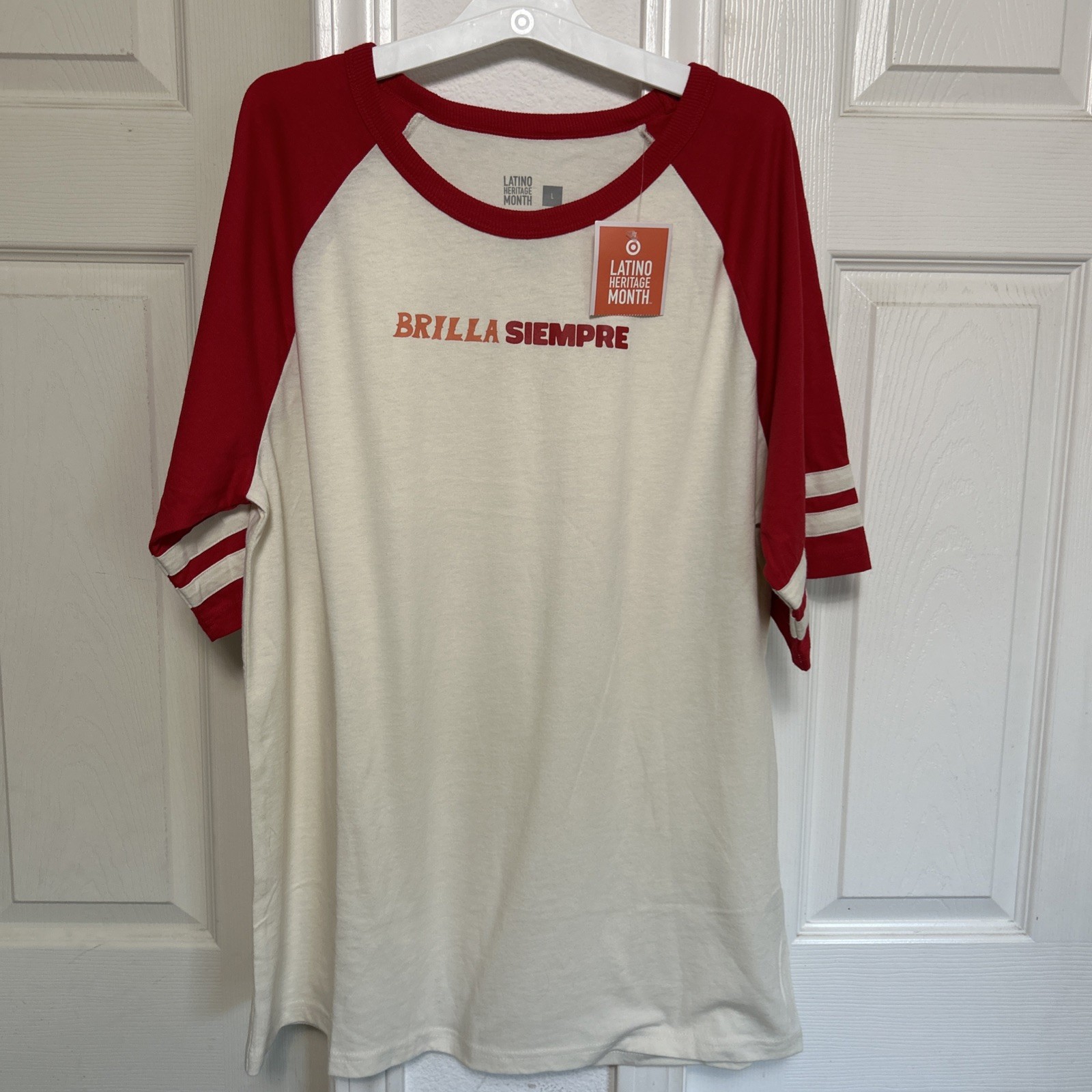 NWT Size Small Brilla Siempre Shirt Unisex White Red Latino Heritage Month