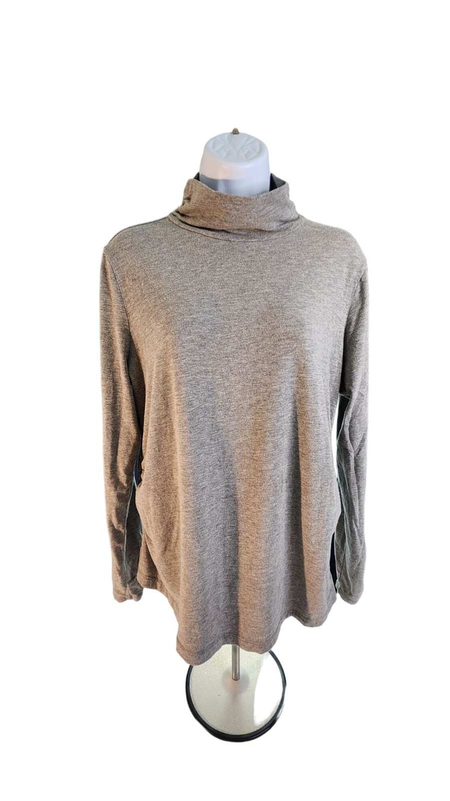 Isela Gray Turtleneck Top L Soft Stretch Knit Minimalist Long Sleeve Lounge Wear