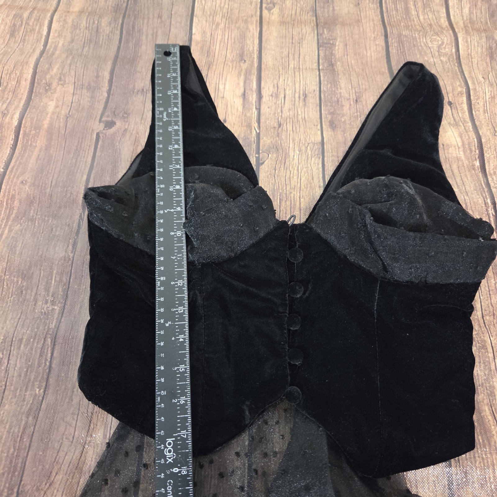 ASOS Luxe Vest Top Women 4 Black Velvet Oversized Bow Whimsigoth Fairy Grunge