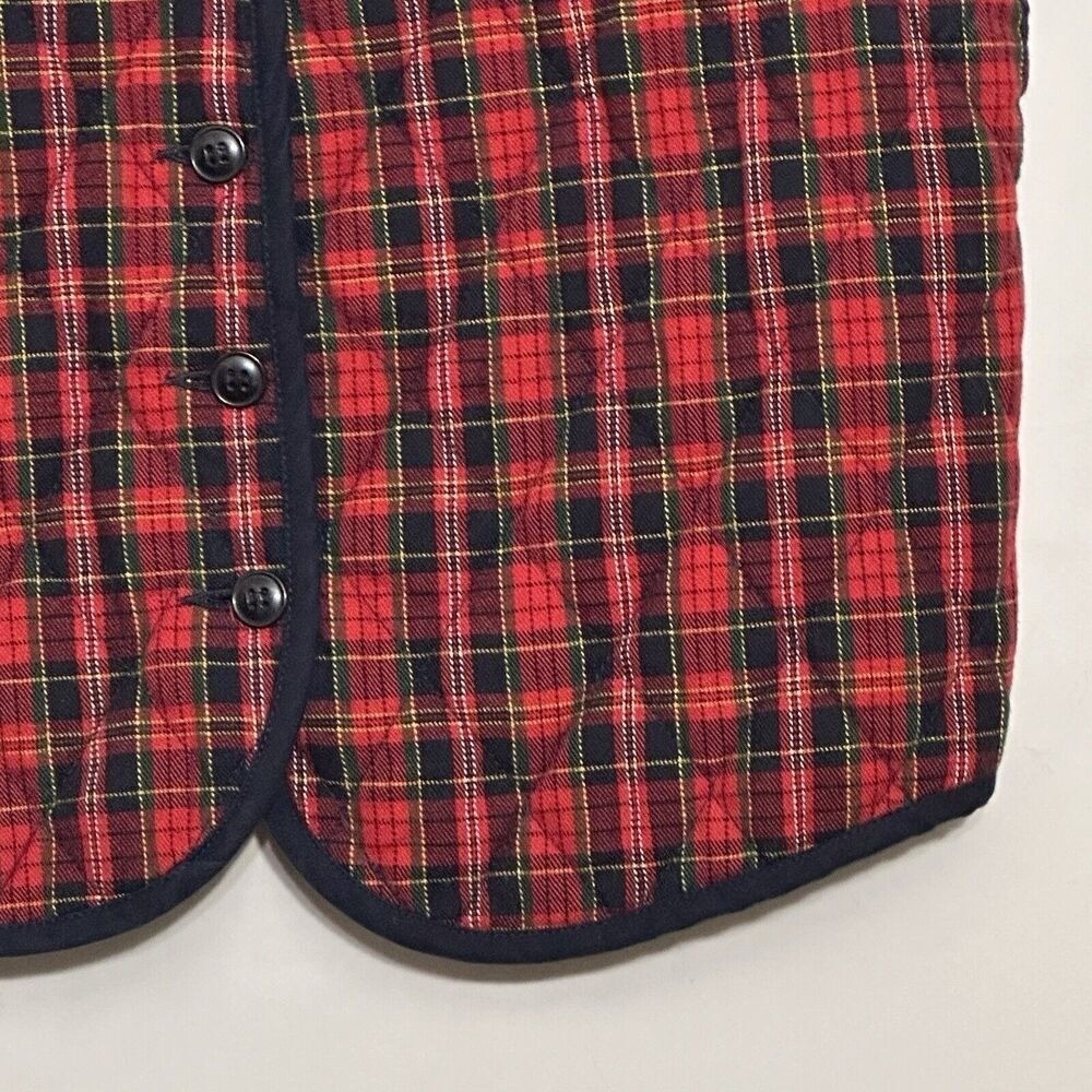 VTG 90s Schoolgirl Classic Preppy Vest Petite P Red Tartan Plaid Grandpa Cabin