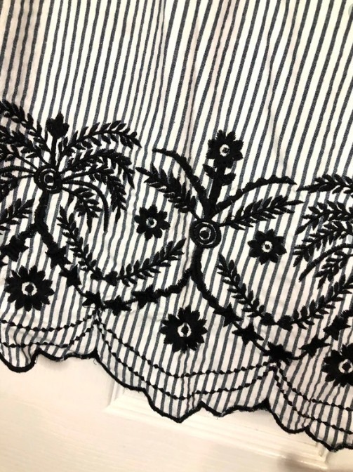 Apricot Womens Blue & White Striped & Embroidered 100% Cotton Blouse Size 16 uk