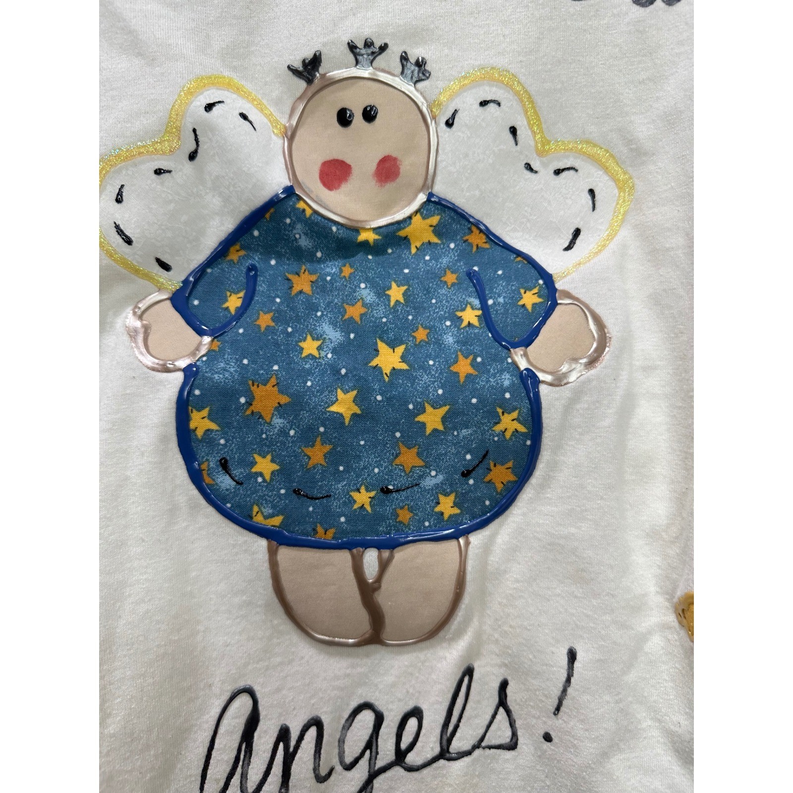 Vintage 90s Jerzees USA 2X Handpainted Tee Grandmas Are Earth Angels Nostalgia