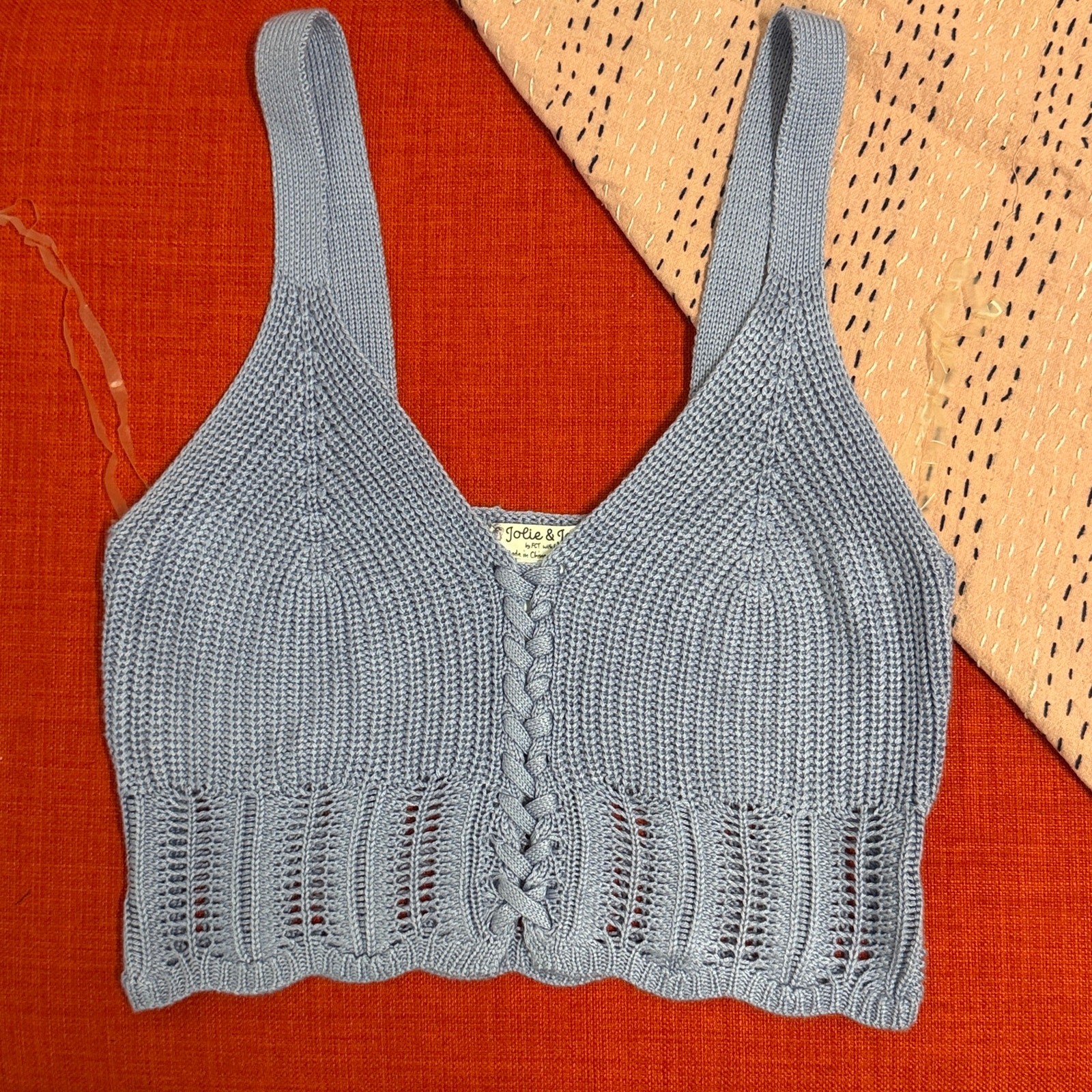 Jolie & Joy Lace-Up Knit Crop Tank – Size M