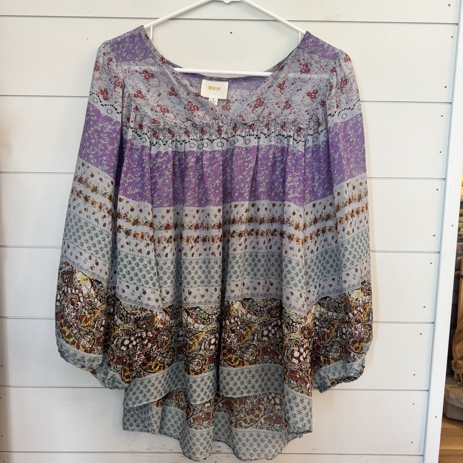 Maeve by Anthropologie Top Size Small Garden Floral Boho Peasant Hipster Y2K