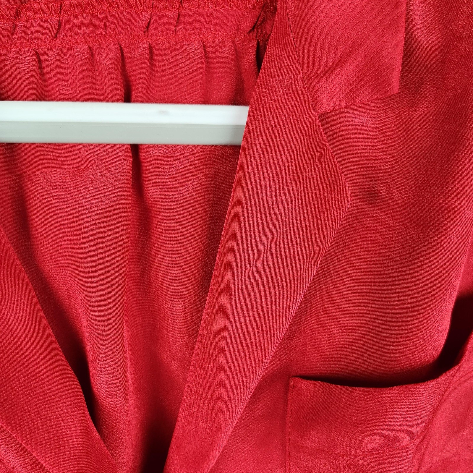 Vintage Jack Mulqueen Blouse Womens 11/12 Red Satin 80s 90s Preppy Office Retro